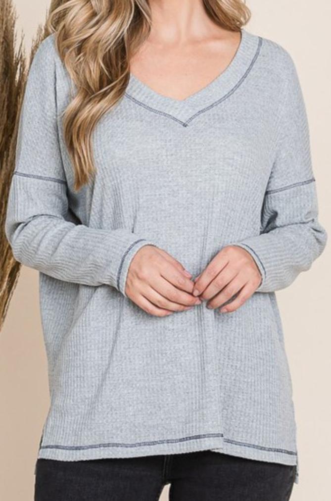 V Neck Long Sleeve Top