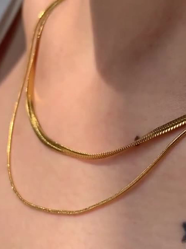 Double Layer Necklace Gold Side