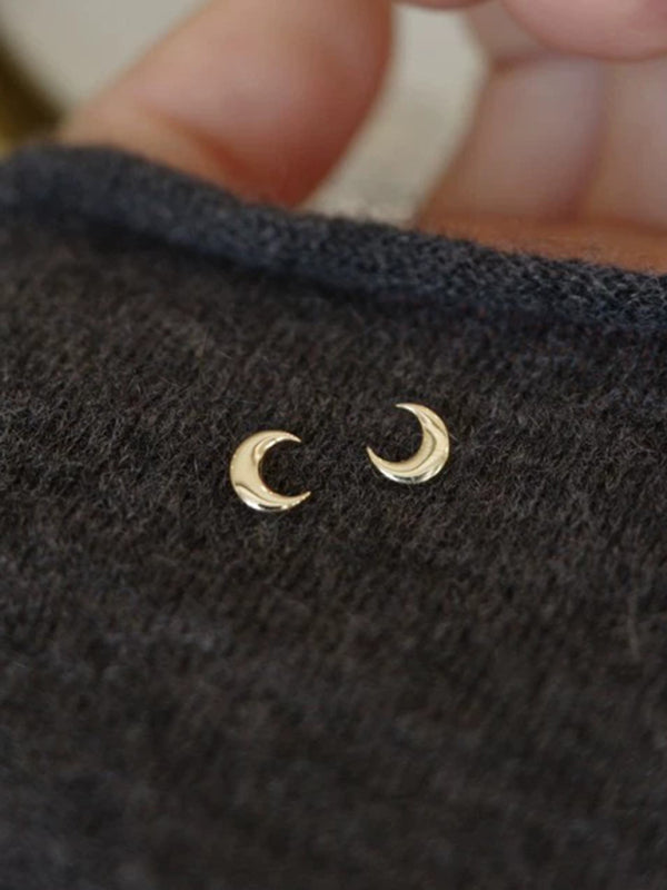 Mini Crescent Moon Stud Earrings