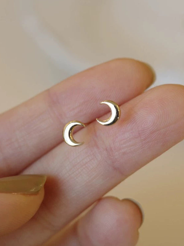 Mini Crescent Moon Stud Earrings