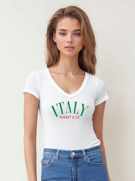 V - Neck T Shirt - Italy