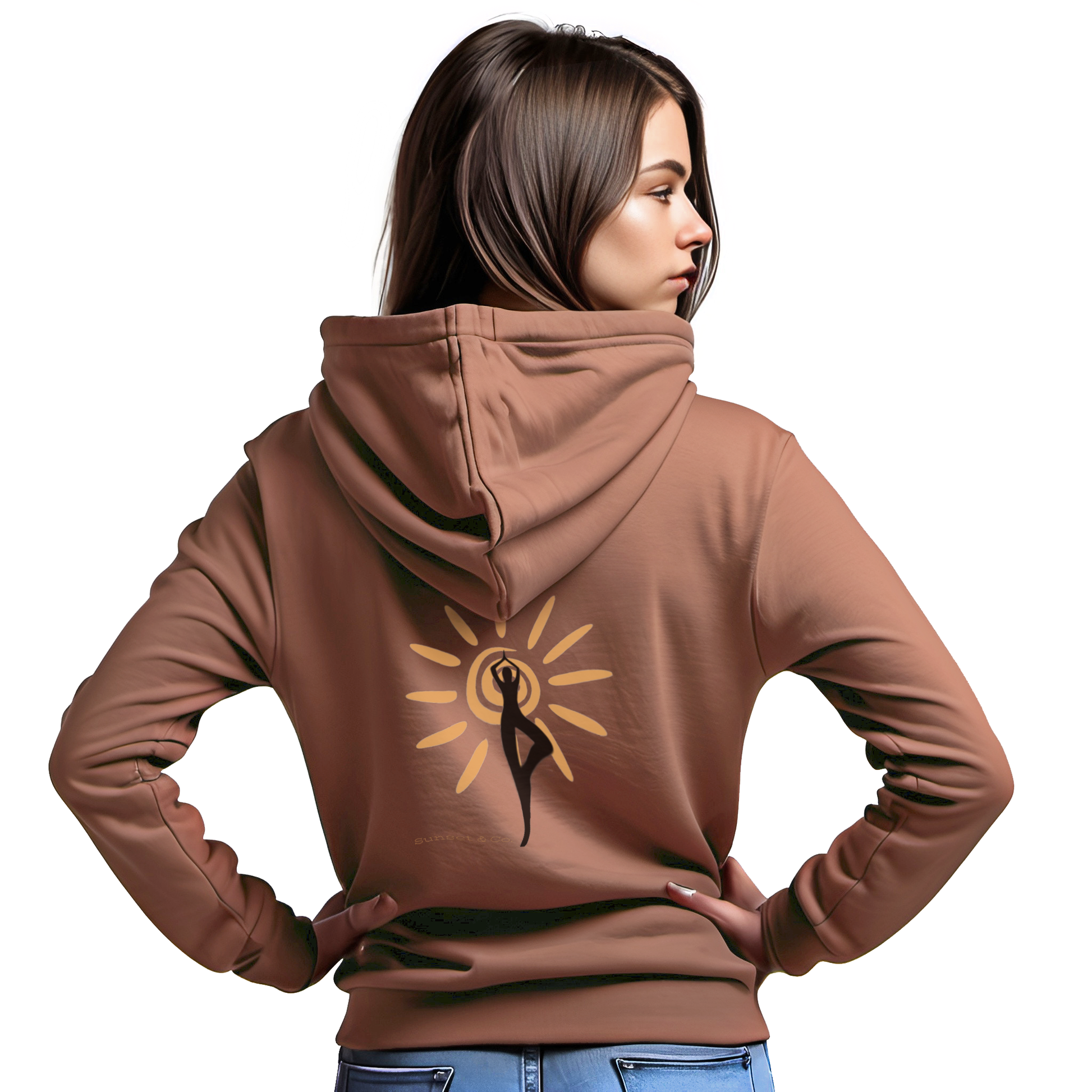 Zip Hoodie - Yoga-back-model-Desert Rose